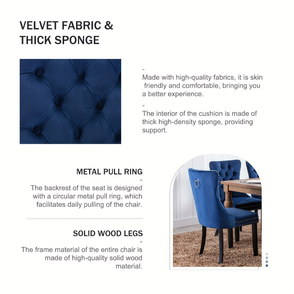 2-Piece Set Velvet Dining Chair with Tufted Back for Kitchen detail image - detail view 16