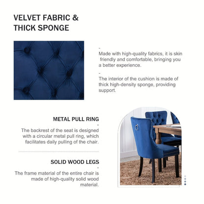 2-Piece Set Velvet Dining Chair with Tufted Back for Kitchen detail image - detail view 16