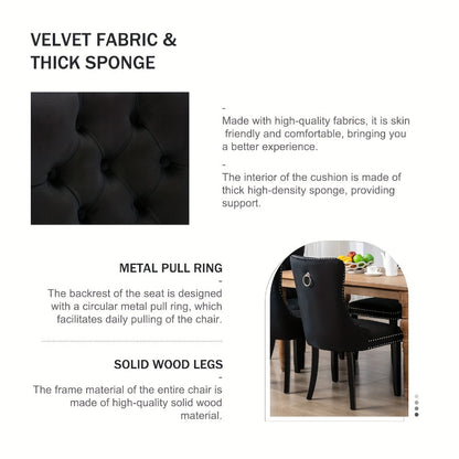 2-Piece Set Velvet Dining Chair with Tufted Back for Kitchen detail image - detail view 18