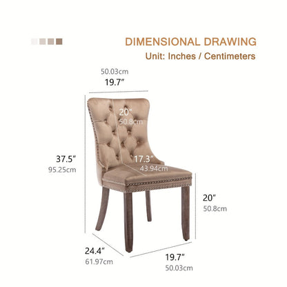2-Piece Set Velvet Dining Chair with Tufted Back for Kitchen detail image