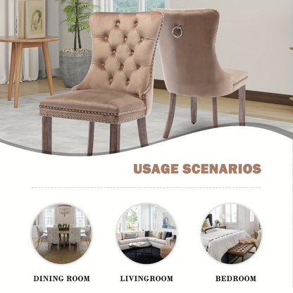 2-Piece Set Velvet Dining Chair with Tufted Back for Kitchen detail image - detail view 4