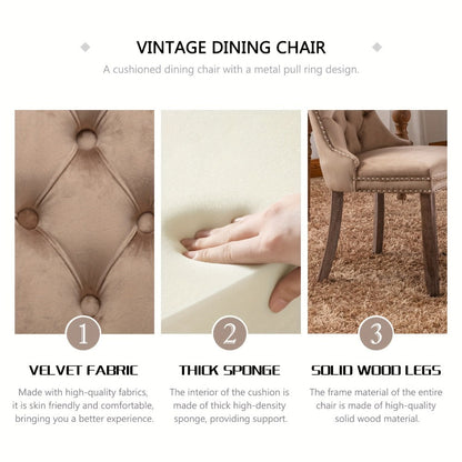 2-Piece Set Velvet Dining Chair with Tufted Back for Kitchen detail image - detail view 6