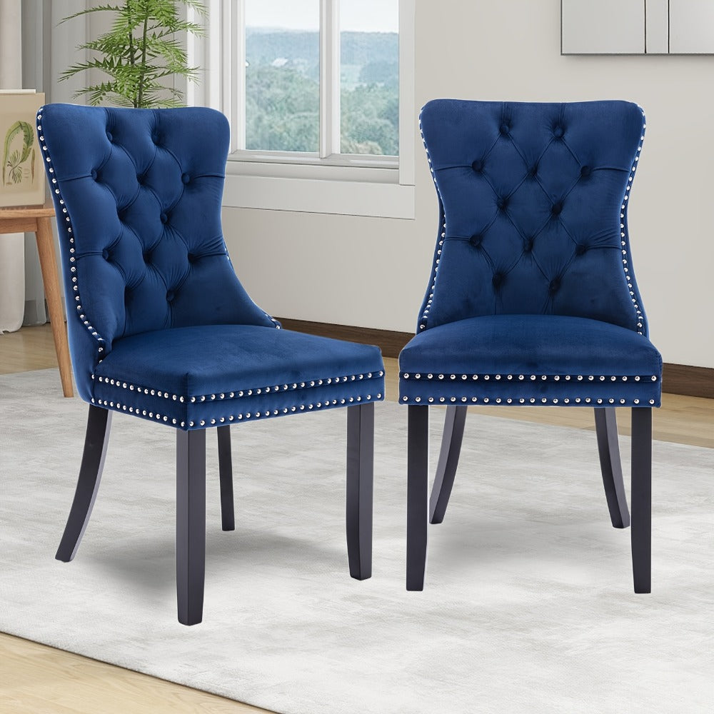 2-Piece Set Velvet Dining Chair with Tufted Back for Kitchen detail image - detail view 7
