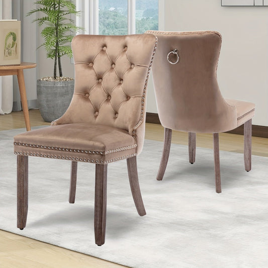 Dining Chair, Velvet Wingback Dining Chairs Set of 2 with Tufted Button Back and Ring Pull shown in the main product view