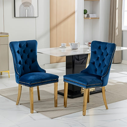Upholstered Dining Chairs shown in the Blue, Set Of 2 option