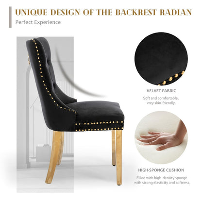 2-Piece Set Velvet Upholstered Dining Chairs with Solid Wood Construction for Kitchen detail image - detail view 10