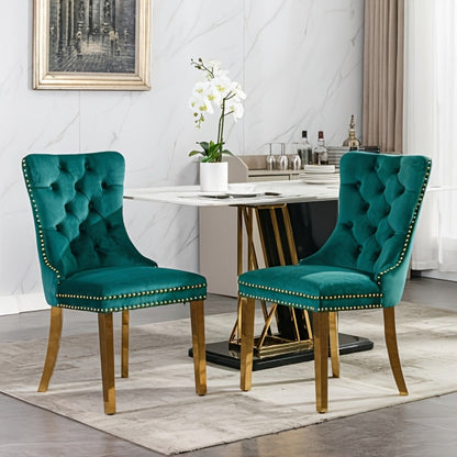 2-Piece Set Velvet Upholstered Dining Chairs with Solid Wood Construction for Kitchen detail image - detail view 11