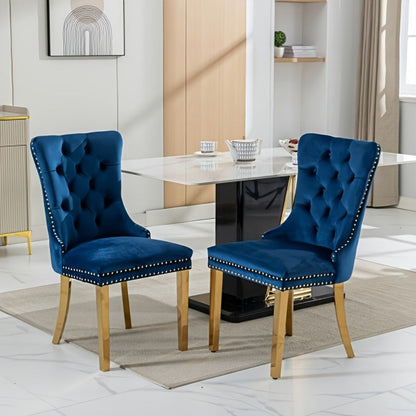 2-Piece Set Velvet Upholstered Dining Chairs with Solid Wood Construction for Kitchen detail image - detail view 13