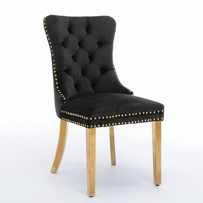 2-Piece Set Velvet Upholstered Dining Chairs with Solid Wood Construction for Kitchen detail image - detail view 14
