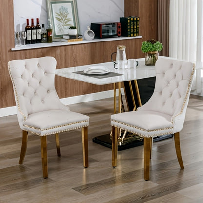 2-Piece Set Velvet Upholstered Dining Chairs with Solid Wood Construction for Kitchen detail image - detail view 15