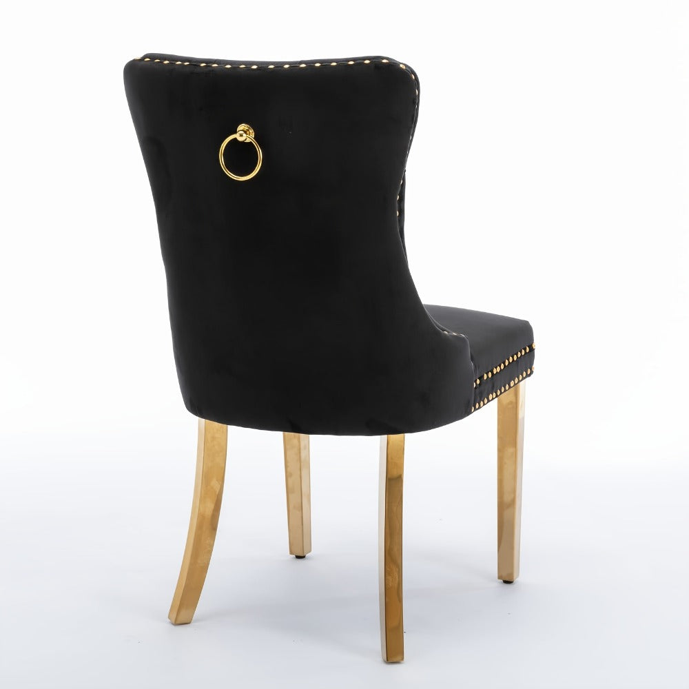 2-Piece Set Velvet Upholstered Dining Chairs with Solid Wood Construction for Kitchen detail image - detail view 16