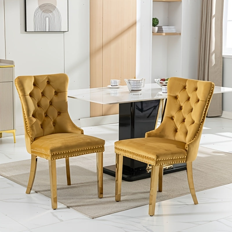 Upholstered Dining Chairs shown in the Golden, Set Of 2 option