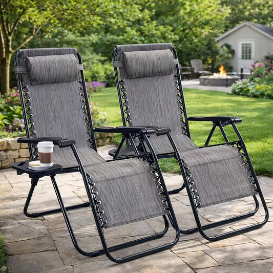 Zero Gravity Chair, Zero Gravity Patio Recliner Chairs Set of 2, Folding Outdoor Lounge shown in the main product view