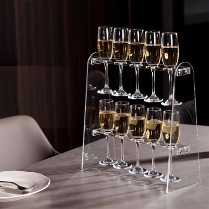 2-Tier Acrylic Wine Glass Rack with Wine Glass Holder for Kitchen detail image