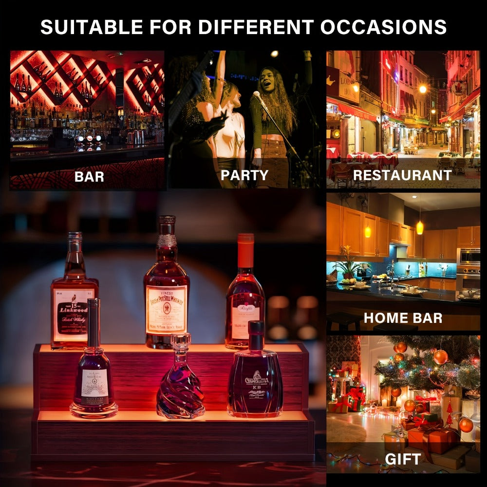2-Tier Freestanding Bar Shelf with LED Lighting for Organized Everyday Storage detail image - detail view 5