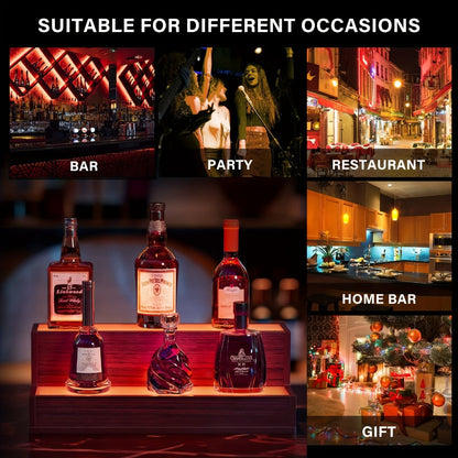 2-Tier Freestanding Bar Shelf with LED Lighting for Organized Everyday Storage detail image - detail view 5