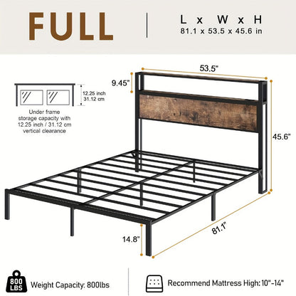 2-Tier Metal Bed Frame with LED Lighting and No Box Spring Needed detail image - detail view 6