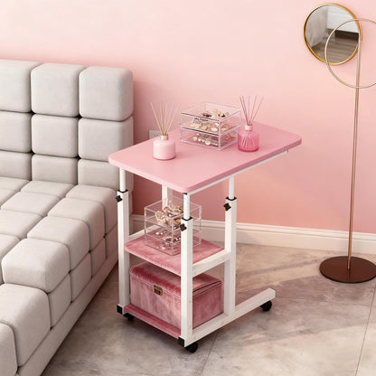 Bedside Table shown in the 4 pink wheels option