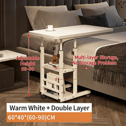 2-Tier Rolling Bedside Table with Rolling Wheels for Living Room detail image