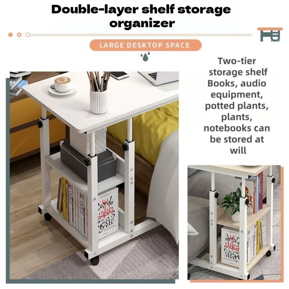 2-Tier Rolling Bedside Table with Rolling Wheels for Living Room detail image - detail view 6