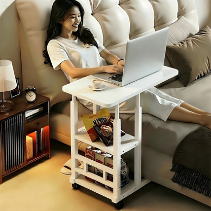 Bedside Table, Over-Bed Table with 2-Tier Storage Rack Rolling Mobile for Sofa Bed Laptop shown in the main product view