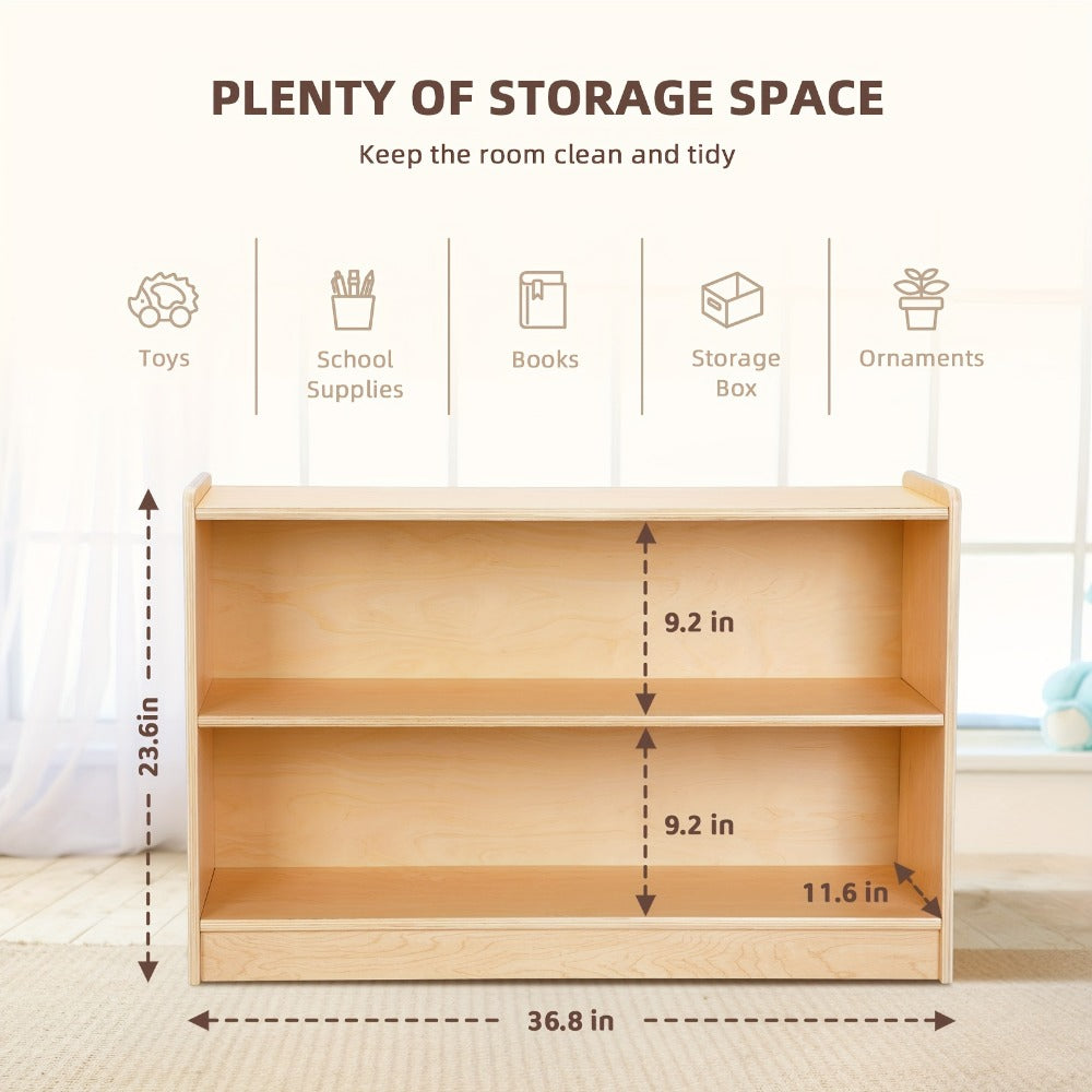 2-Tier Wide Kids Bookshelf with Open Shelves for Organized Everyday Storage detail image