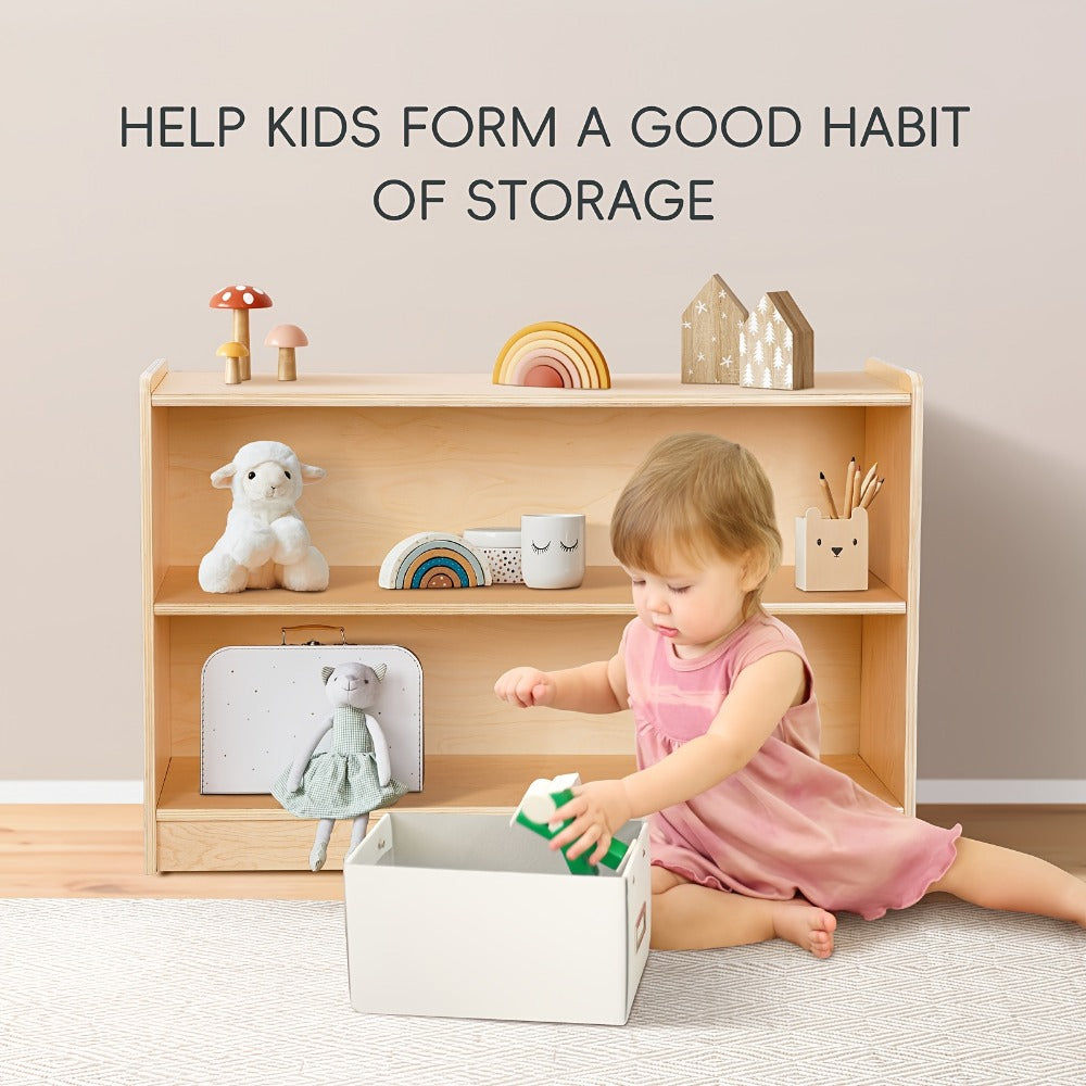 2-Tier Wide Kids Bookshelf with Open Shelves for Organized Everyday Storage detail image - detail view 4