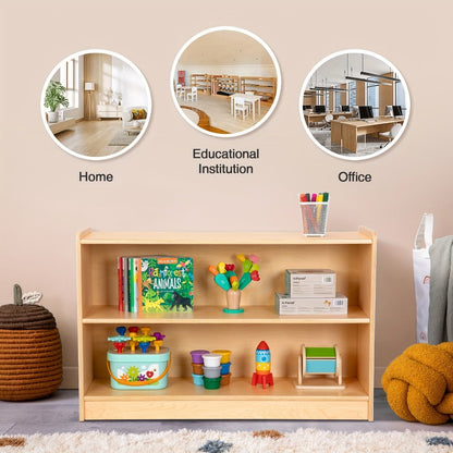 2-Tier Wide Kids Bookshelf with Open Shelves for Organized Everyday Storage detail image - detail view 5