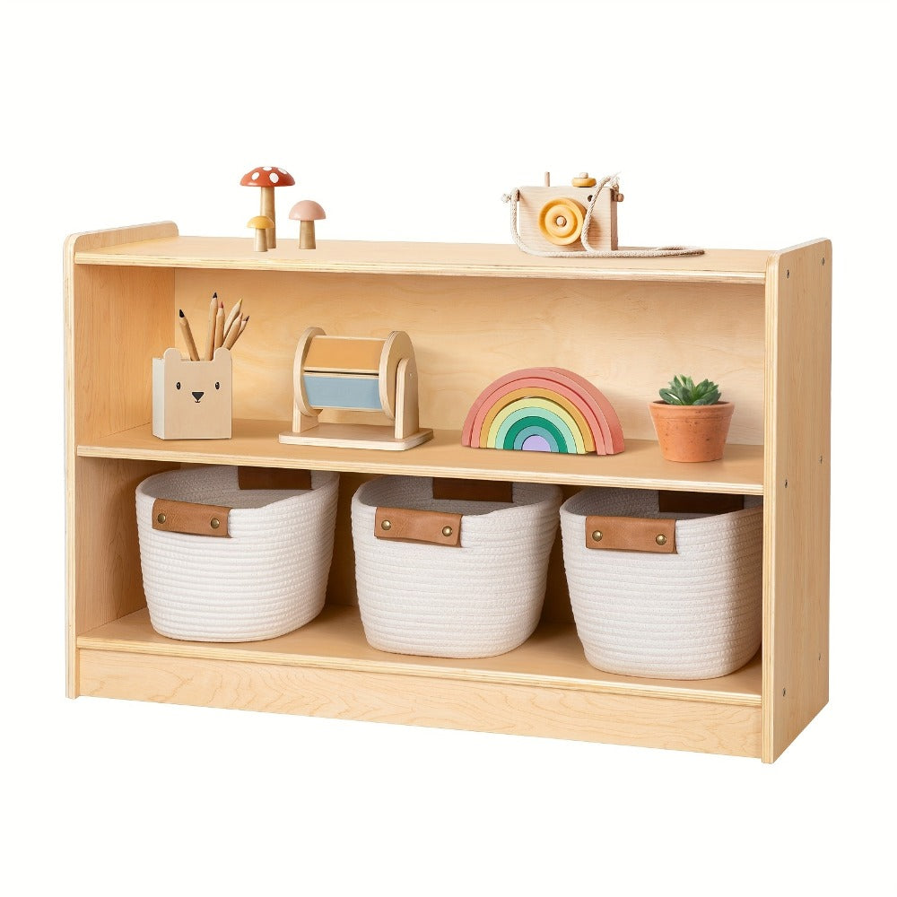 2-Tier Wide Kids Bookshelf with Open Shelves for Organized Everyday Storage detail image - detail view 7