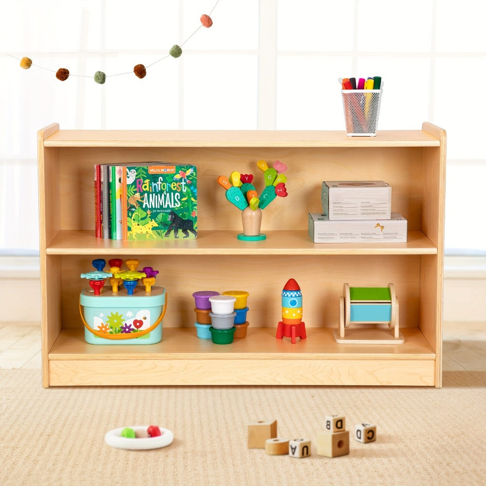 2-Tier Wide Kids Bookshelf with Open Shelves for Organized Everyday Storage detail image - detail view 8