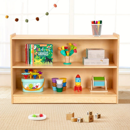 2-Tier Wide Kids Bookshelf with Open Shelves for Organized Everyday Storage detail image - detail view 8