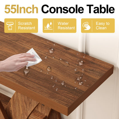 2-Tier Wood Console Table, Narrow Entryway Table for Work, Display, and Everyday Use detail image - detail view 17