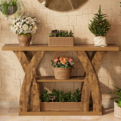 2-Tier Wood Console Table, Narrow Entryway Table for Work, Display, and Everyday Use detail image