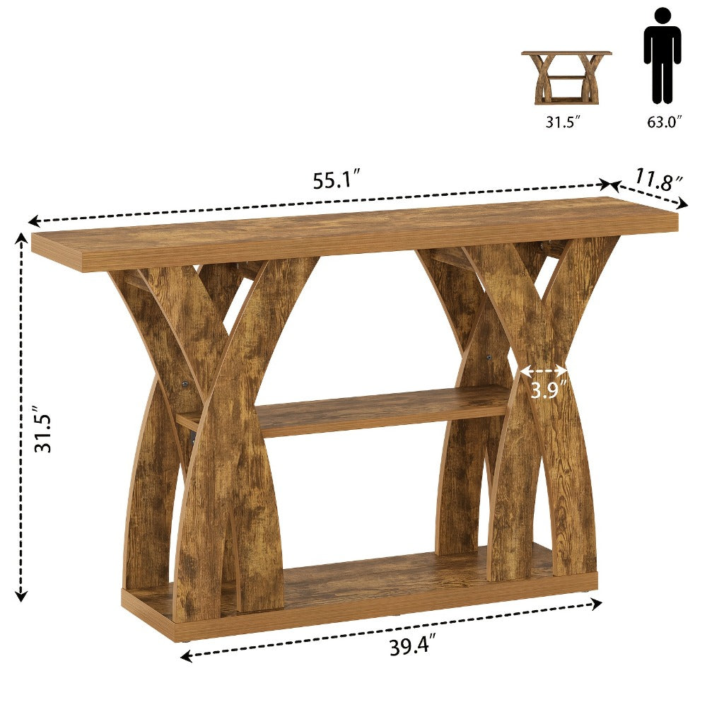 2-Tier Wood Console Table, Narrow Entryway Table for Work, Display, and Everyday Use detail image - detail view 3