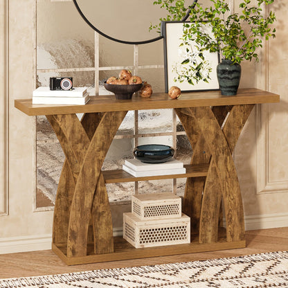 2-Tier Wood Console Table, Narrow Entryway Table for Work, Display, and Everyday Use detail image - detail view 5