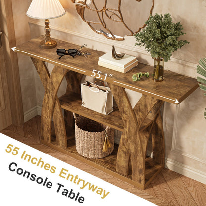 2-Tier Wood Console Table, Narrow Entryway Table for Work, Display, and Everyday Use detail image - detail view 7