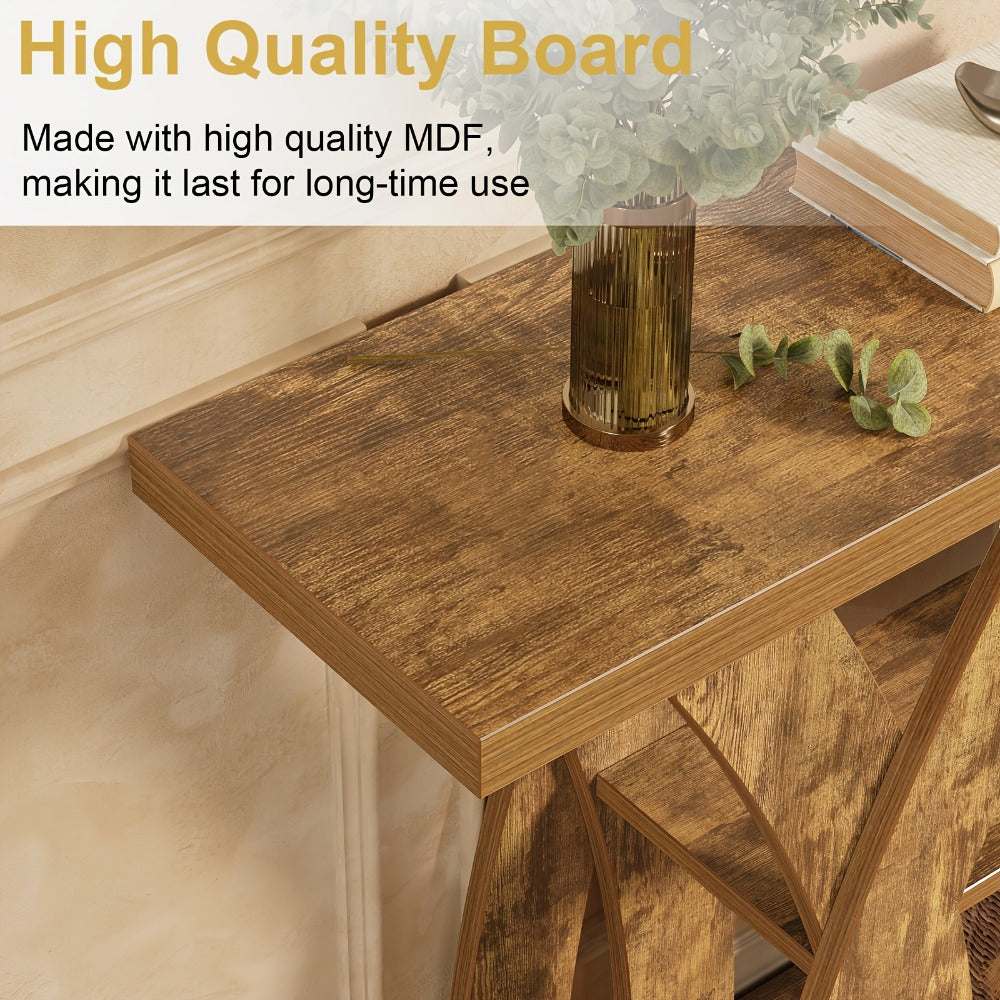 2-Tier Wood Console Table, Narrow Entryway Table for Work, Display, and Everyday Use detail image - detail view 9