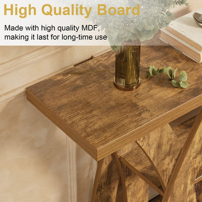 2-Tier Wood Console Table, Narrow Entryway Table for Work, Display, and Everyday Use detail image - detail view 9