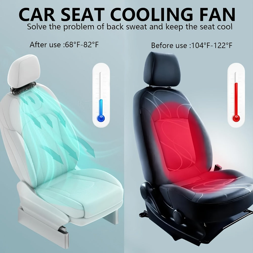 Bladeless Car USB Fan - 3-Speed Silent Cooling, Fits All Vehicles, Car Seat Fan with USB Charging Cable, Black & White Available