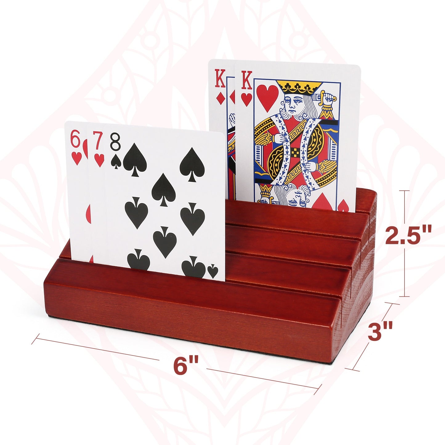 Wooden Playing Card Holder 2 Pack – Hands-Free Card Rack with 4 Slots, Holds 40 Cards Each, Fits Bridge & Poker Size, Pine Wood Card Stand for Game Night, Family Board Games & Card Games
