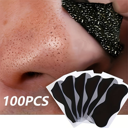 Charcoal Nose Strips 100pcs – Deep Pore Cleansing Blackhead Remover Strips for Nose, Charcoal-Infused Pore Strips for All Skin Types Unisex, Blackhead Peel Off Strips for Clear Smooth Skin