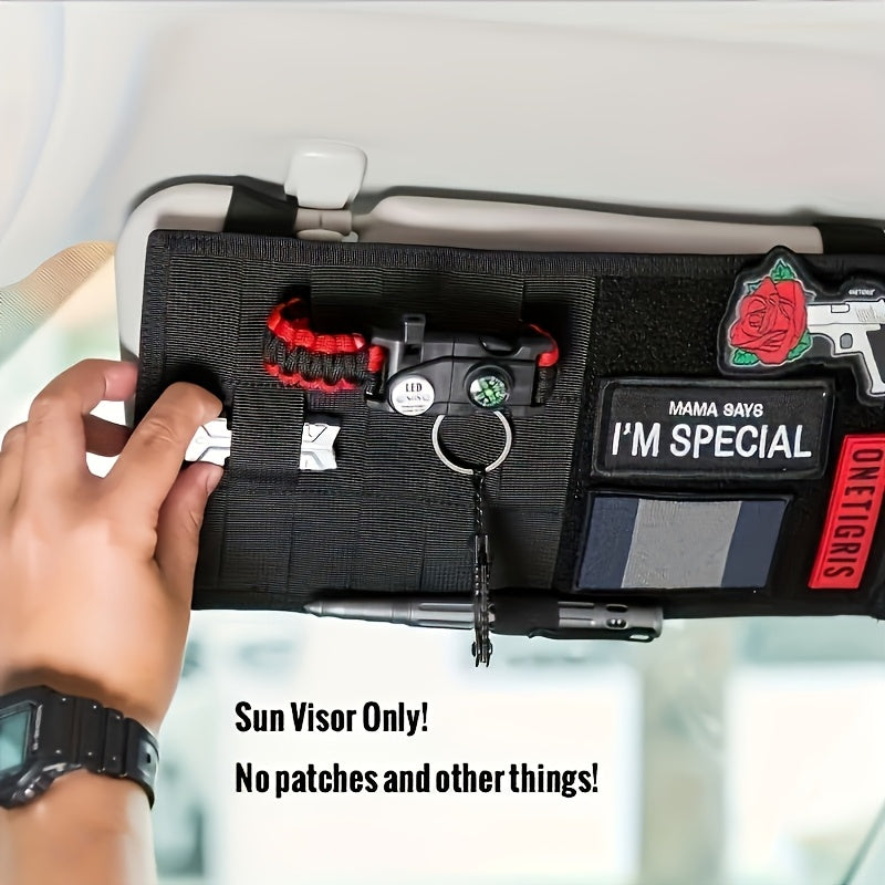 Beige And Black Sunshade Storage Bag, Large Molle Sunshade Storage Bag, Made of Durable And Waterproof Nylon Material, with a Safe And Easy-To-Access Design, Multiple Tool Compartments, Suitable for Pickup Trucks And Large Vehicles