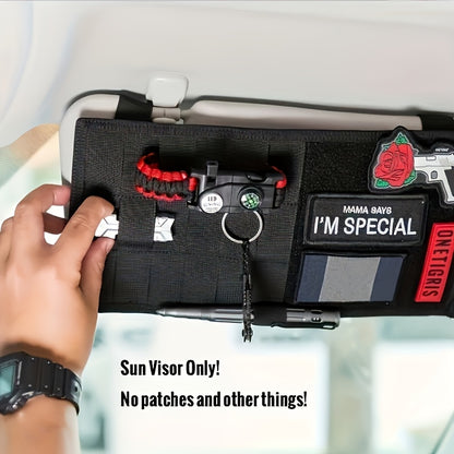 Beige And Black Sunshade Storage Bag, Large Molle Sunshade Storage Bag, Made of Durable And Waterproof Nylon Material, with a Safe And Easy-To-Access Design, Multiple Tool Compartments, Suitable for Pickup Trucks And Large Vehicles