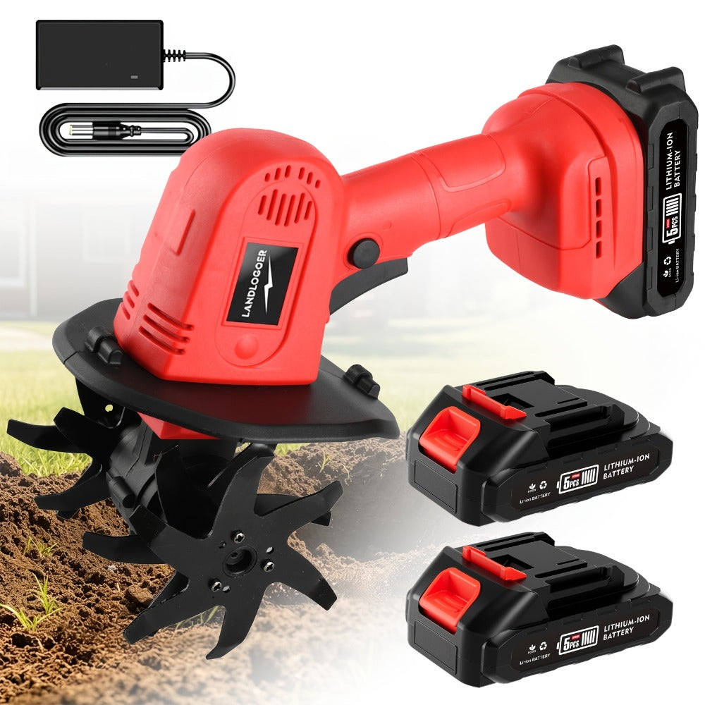 Cordless Electric Cultivator 20V Lightweight Handheld Rotary Tiller – 9-Inch Width 6.6-Inch Depth, 1 or 2 Batteries & Charger, Garden Soil Tiller for Courtyard Farmland Vegetable Garden Raised Bed