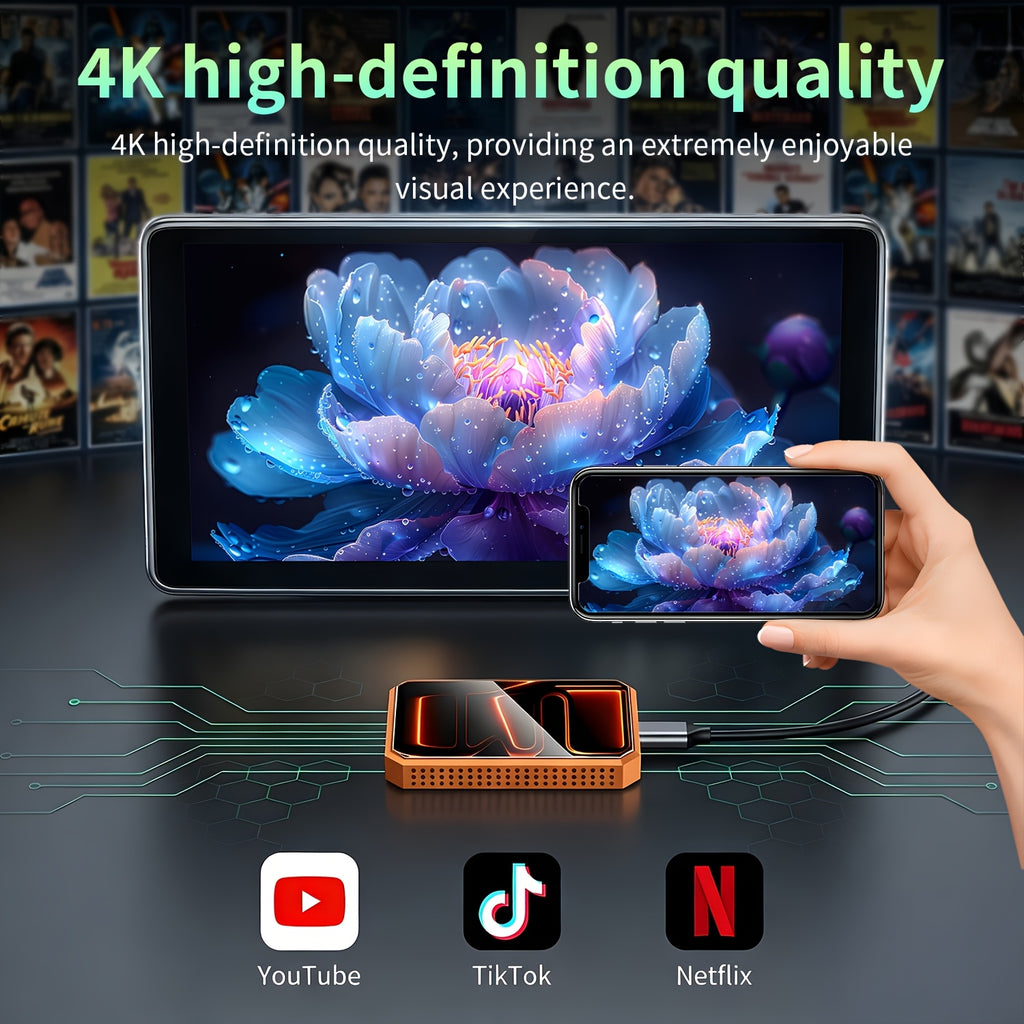 3-in-1 Wireless CarPlay Multimedia Box - Stream Netflix, YouTube & TikTok, USB Media Support, Plug & Play, Compatible with Factory Wired IOS CarPlay & Android Auto.Note: Wireless CarPlay Requires IOS 10 or Later and Is Compatible with Vehicles