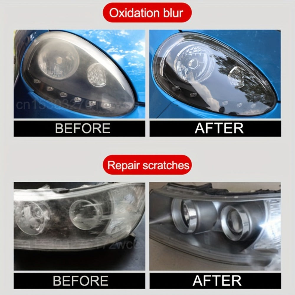 Car Headlight Restoration Kit 300ml – Polishing Paste for Yellowed Oxidized Foggy Headlamps | Scratch Repair & Clarity Refurbish Agent | Easy DIY Application