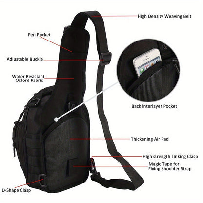 Tactical Sling Backpack – Foldable Crossbody Chest Bag for Men & Women, Large Capacity, Multi-Functional Shoulder Pack for Hiking, Travel, Fishing & Daily Commute