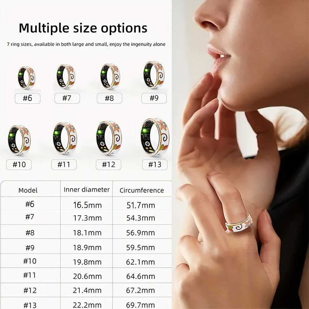 Women's Smart Ring Fitness & Sleep Tracker – Step, Distance & Calorie Monitor, IP68 Waterproof, Bluetooth 5.3, iOS & Android, Elegant Daily Accessory, Gift for Mom & Girlfriend