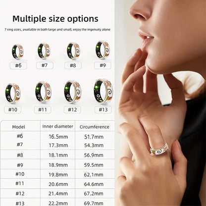 Women's Smart Ring Fitness & Sleep Tracker – Step, Distance & Calorie Monitor, IP68 Waterproof, Bluetooth 5.3, iOS & Android, Elegant Daily Accessory, Gift for Mom & Girlfriend