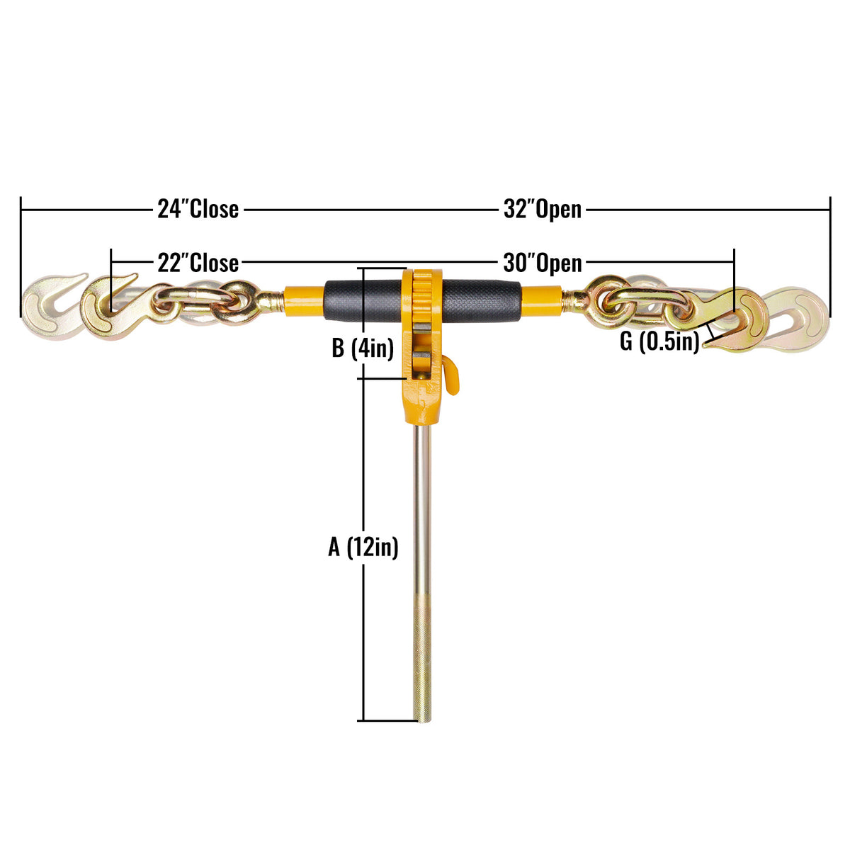 VEVOR Ratchet Chain Binder, 5/16"-3/8" Heavy Duty Load Binders, with G80 Hooks 7,100 lbs Secure Load Limit, Labor-saving Anti-skid Handle, Tie Down Hauling Chain Binders for Flatbed Truck Trailer, 4 P